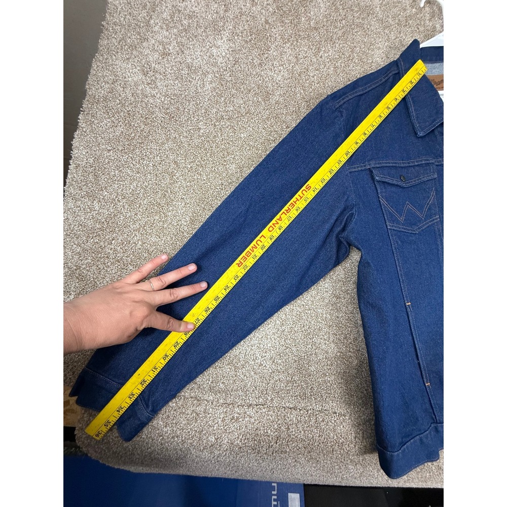 VTG Wrangler Mens 2XT XXL Blue Denim Western Jacket Cowboy Workwear Tall Trucker - Picture 5 of 13